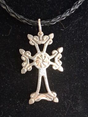 Sterling Silver Floral Cross Pendant Necklace